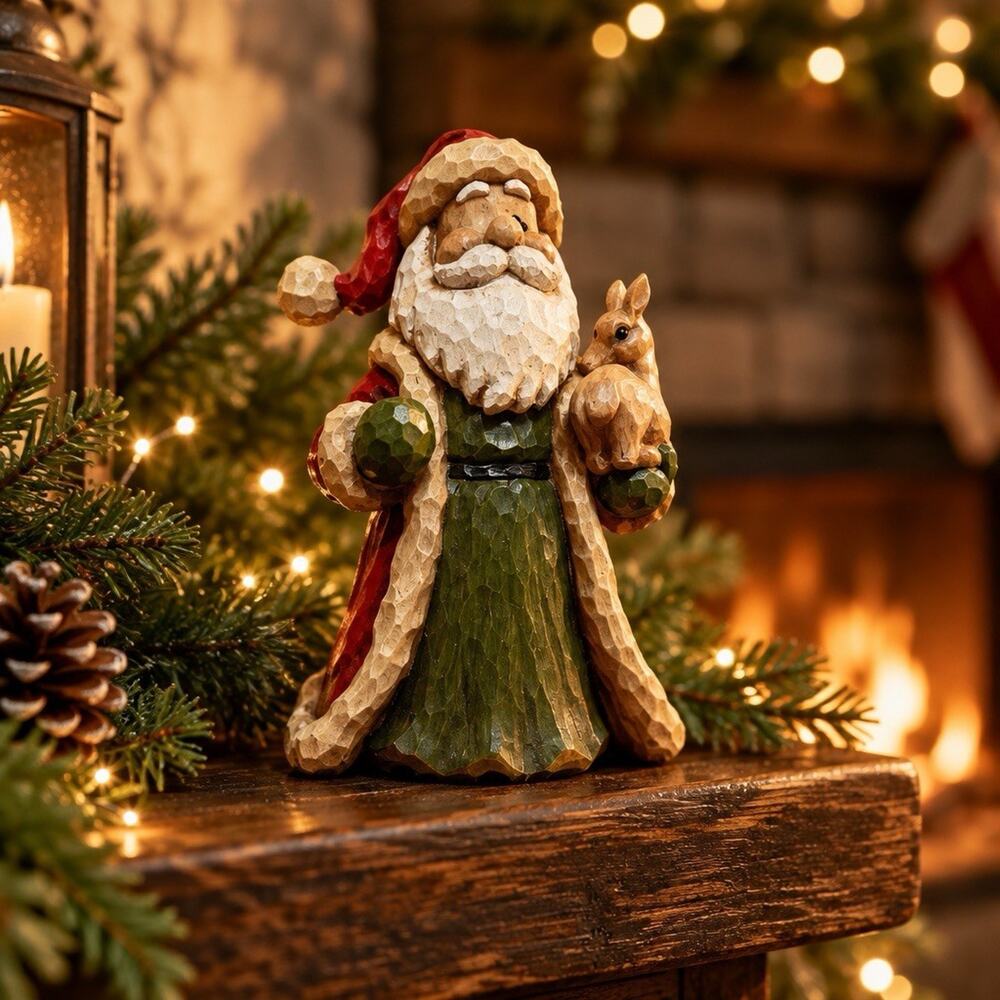 Vintage 2004 Trippie’s Inc Hand Carved Painted Resin Santa